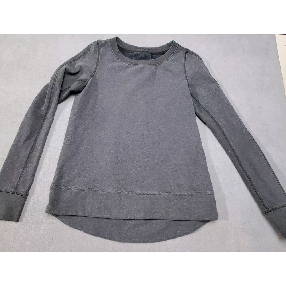 Lululemon Sweatshirt Top Small Gray Long Sleeve Thumb Holes Pleated Back Stretch